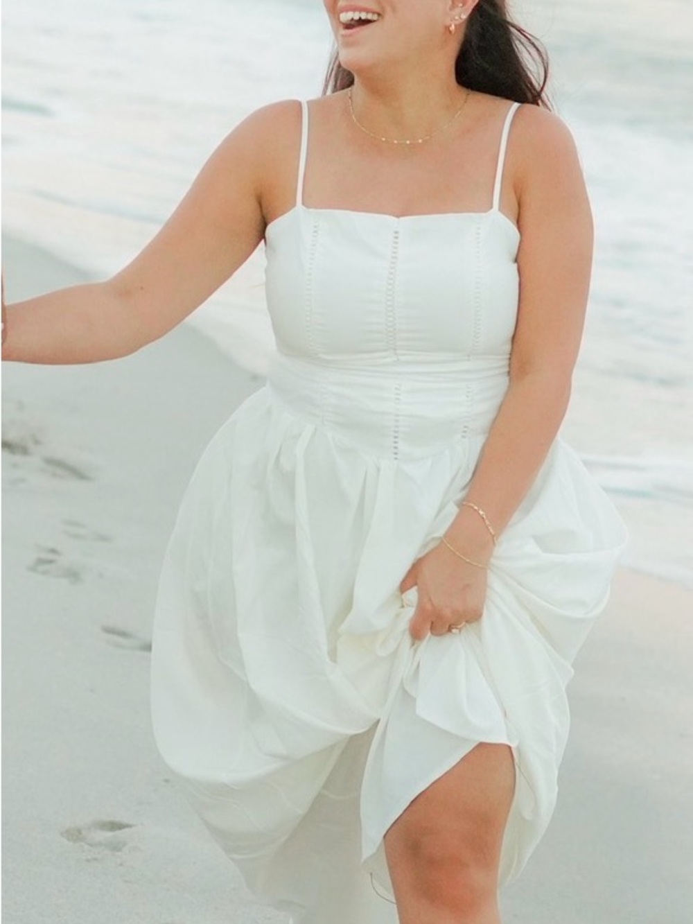 White Spaghetti Strap Cotton Sundress